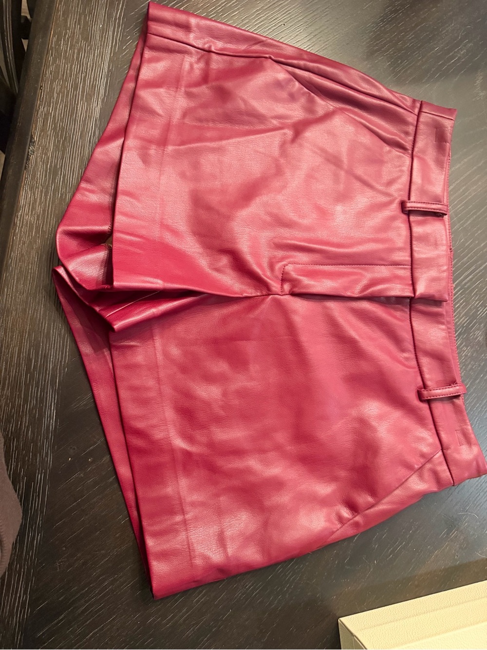 Kenneth Cole Faux Leather Mini Skirt in Wine Red